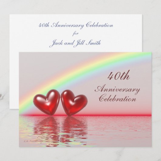 40e Jubileum Ruby Hearts Kaart (Voorkant / Achterkant)