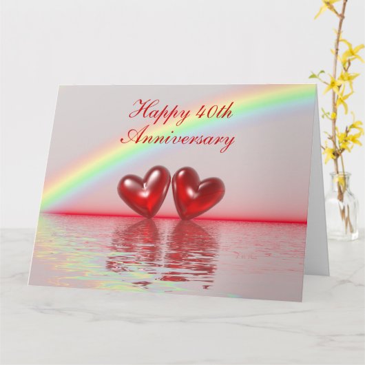 40e Jubileum Ruby Hearts Kaart (Gele Bloem)