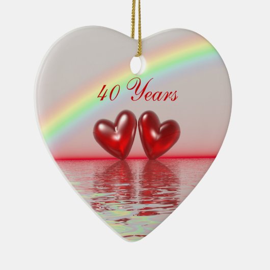 40e Jubileum Ruby Hearts Keramisch Ornament (Rechts)