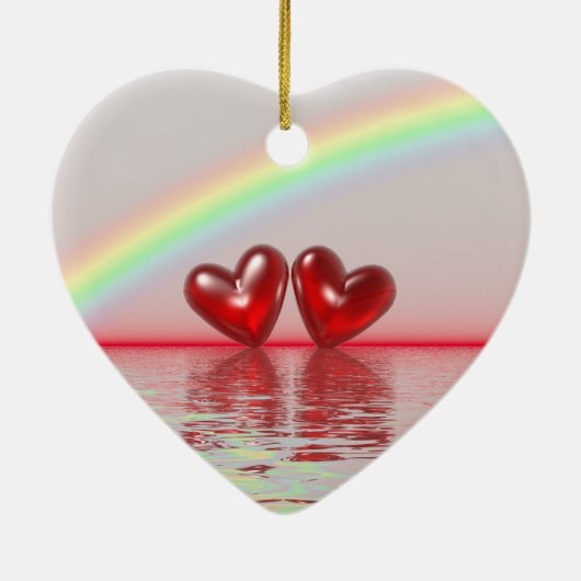 40e Jubileum Ruby Hearts Keramisch Ornament (Achterkant)