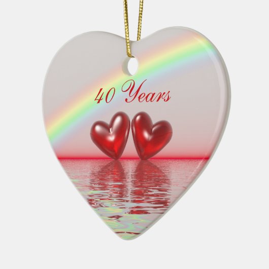 40e Jubileum Ruby Hearts Keramisch Ornament (Links)