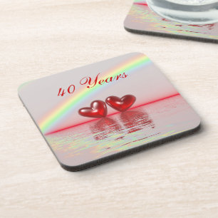 40e Jubileum Ruby Hearts Onderzetter