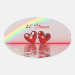 40e Jubileum Ruby Hearts Ovale Sticker