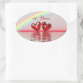 40e Jubileum Ruby Hearts Ovale Sticker (Tas)