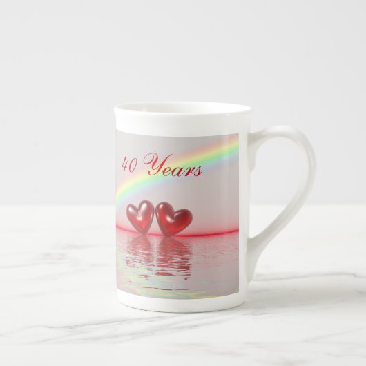 40e Jubileum Ruby Hearts Porselein Kop (Rechts)