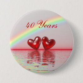 40e Jubileum Ruby Hearts Ronde Button 7,6 Cm