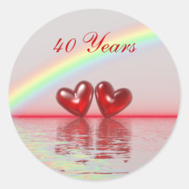 40e Jubileum Ruby Hearts Ronde Sticker