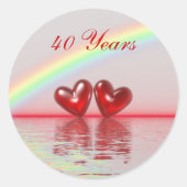 40e Jubileum Ruby Hearts Ronde Sticker (Voorkant)