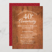 40e Jubileum Ruby Hearts Rustic Wood Kaart (Voorkant / Achterkant)