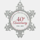 40e Jubileum Ruby Hearts Tin Sneeuwvlok Ornament (Voorkant)