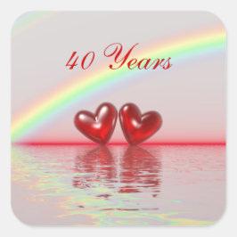40e Jubileum Ruby Hearts Vierkante Sticker
