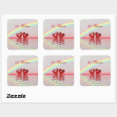 40e Jubileum Ruby Hearts Vierkante Sticker (Vel)