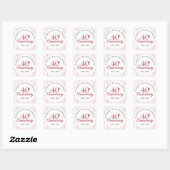 40e Jubileum Ruby Hearts Vierkante Sticker (Vel)