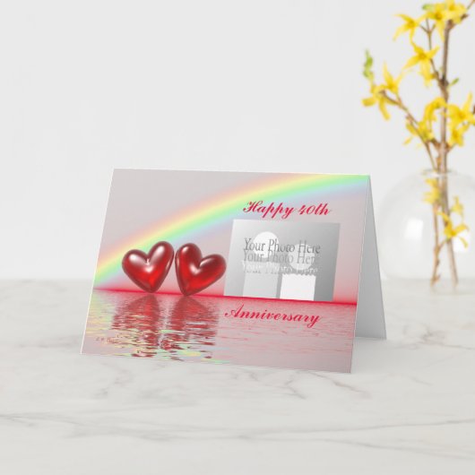 40e Jubileum Ruby Hearts (voor foto) Kaart (Gele Bloem)