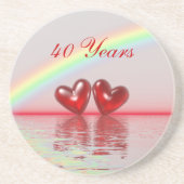 40e Jubileum Ruby Hearts Zandsteen Onderzetter (Voorkant)