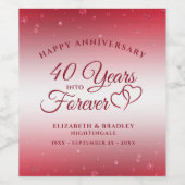 40e Jubileum Ruby HEEFT JAREN IN HET BUITENLAND Wijn Etiket (Enkel label)