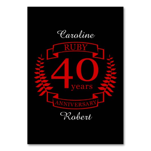 40e JUBILEUM RUBY Kaart (Voorkant)