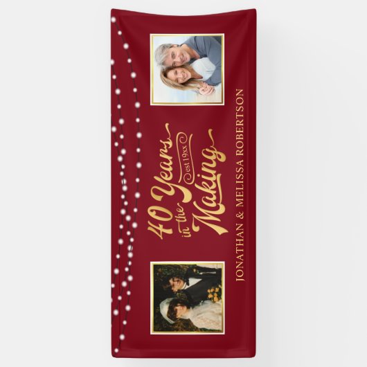 40e Jubileum ruby licht dan & nu foto's Spandoek (Verticaal)