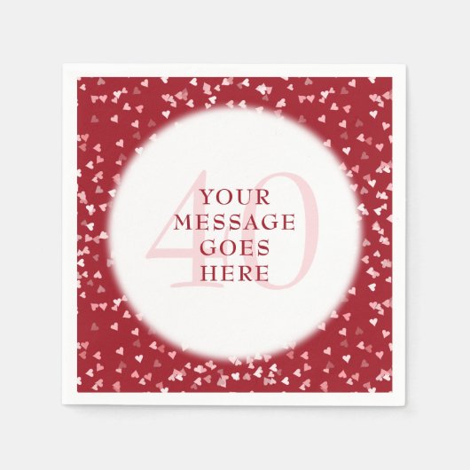 40e Jubileum Ruby Love Hearts Confetti Servet (Voorkant)