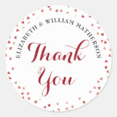 40e Jubileum Ruby Love Hearts Dank je Ronde Sticker (Voorkant)