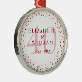 40e Jubileum Ruby Love Hearts Metalen Ornament (Rechts)