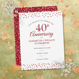 40e Jubileum Ruby Love Hearts Save the Date Aankondigingskaart