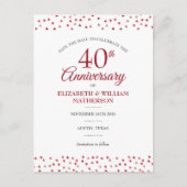 40e Jubileum Ruby Love Hearts Save the Date Aankondigingskaart (Voorkant)