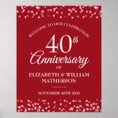 40e Jubileum Ruby Love Hearts Welcome Sign Poster (Voorkant)