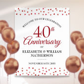 40e Jubileum Ruby Love Hearts Welcome Sign Poster