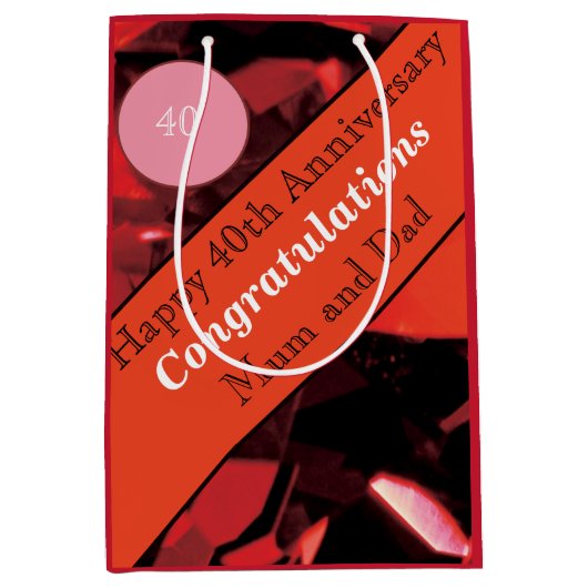 40e Jubileum Ruby Medium Cadeauzakje (Voorkant)