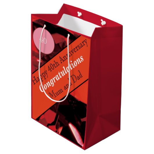 40e Jubileum Ruby Medium Cadeauzakje (Achterkant Gekanteld)