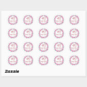 40e Jubileum Ruby Pink Green Floral Wreath Ronde Sticker (Vel)
