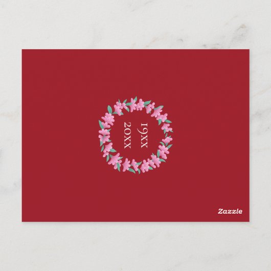 40e Jubileum Ruby Pink Green Wreath Invitation Briefkaart (Achterkant)