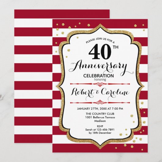 40e Jubileum - Ruby Red Gold White Kaart (Voorkant / Achterkant)