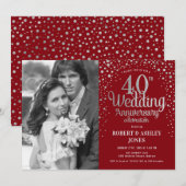 40e Jubileum - Ruby Red Silver Foto Kaart (Voorkant / Achterkant)