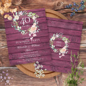 40e Jubileum Ruby Rustic Wood Floral Invite