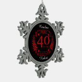 40e JUBILEUM RUBY Tin Sneeuwvlok Ornament (Links)