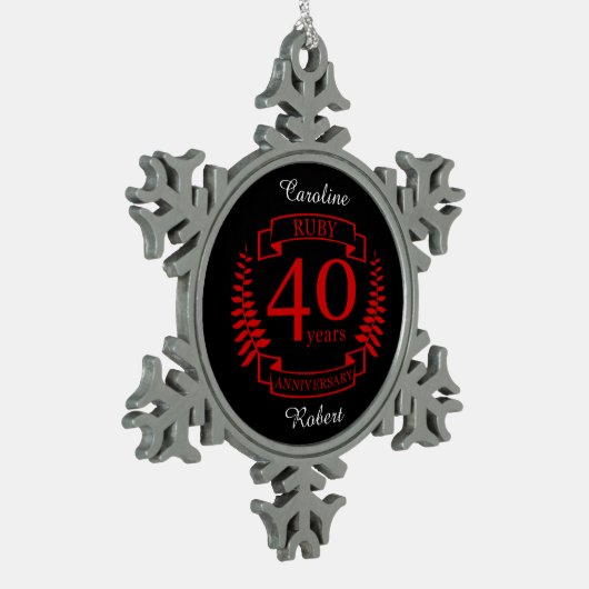 40e JUBILEUM RUBY Tin Sneeuwvlok Ornament (Links)