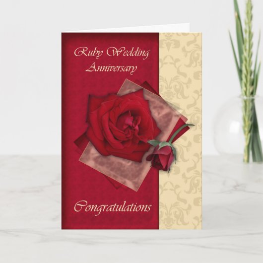 40e Jubileum Ruby Wedding felicitaties Kaart (Voorkant)