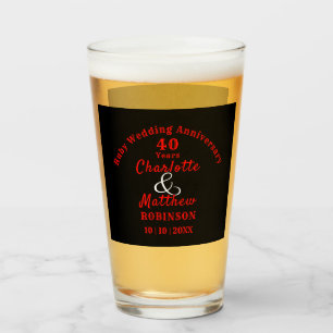 40e Jubileum Ruby Wedding Gift Personalized Glas