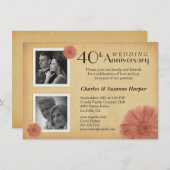 40e Jubileum Rustic Daisy Photo Invitations Kaart (Voorkant / Achterkant)