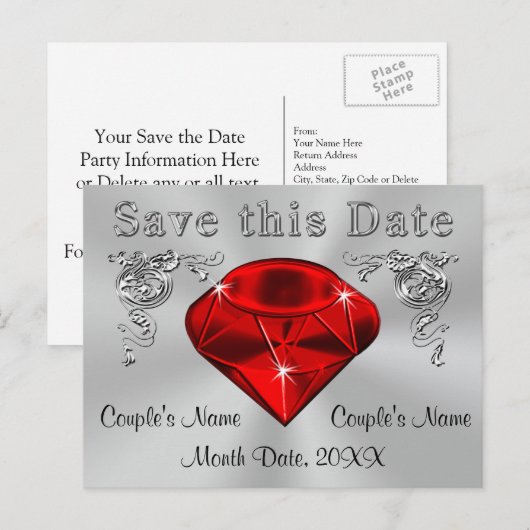 40e Jubileum Save the Date Kaarten Gepersonaliseer (Voorkant / Achterkant)