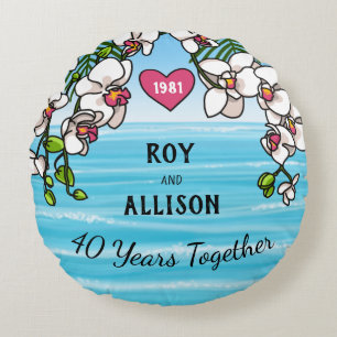 40e Jubileum tropische strand orchideeën Rond Kussen