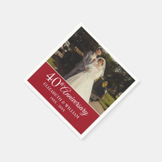 40e Jubileum Trouwfoto Elegante Ruby Servet (Hoek)