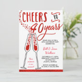 40e Jubileum Uitnodiging, Faux Glitter/Folie Kaart (Staand voorkant)