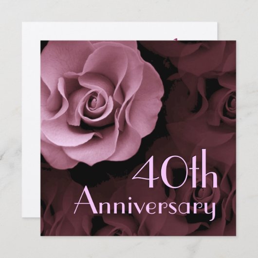 40e Jubileum Uitnodiging - PINK Rose (Voorkant / Achterkant)