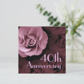 40e Jubileum Uitnodiging - PINK Rose (Staand voorkant)