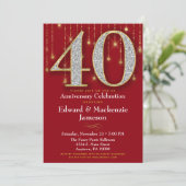 40e Jubileum Uitnodiging Red Gold Diamonds (Staand voorkant)