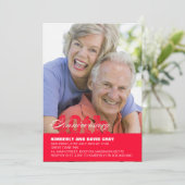 40e Jubileum-uitnodiging voor bruiloft in rood Kaart (Staand voorkant)