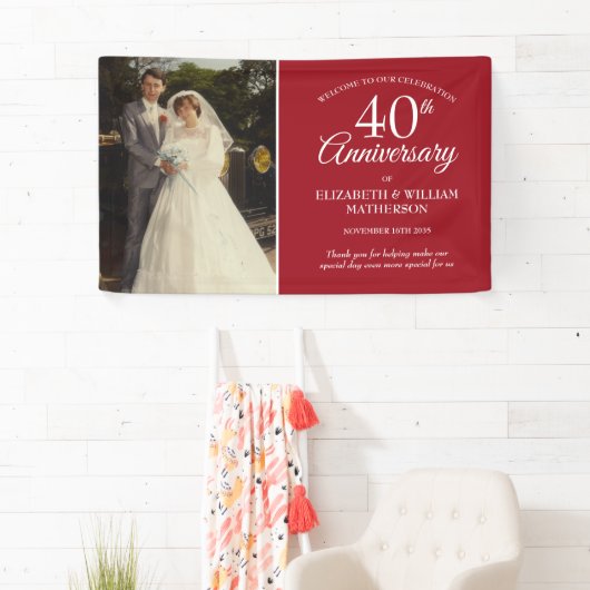 40e Jubileum Uw Trouwfoto Ruby Welkom Spandoek (Insitu)